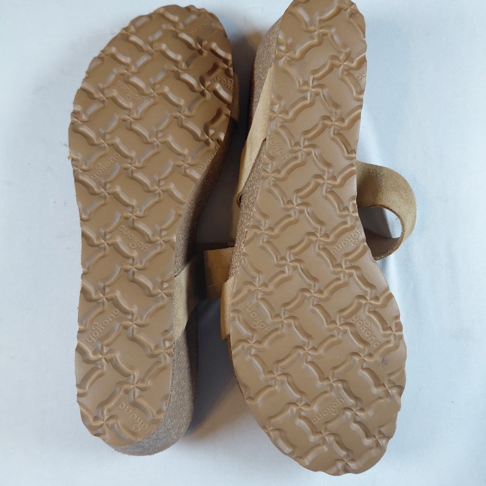 Yokono 9 Suede Double Strap Cork Wedge Heel Slide Sandals Light Brown Tan Spain - Picture 8 of 8